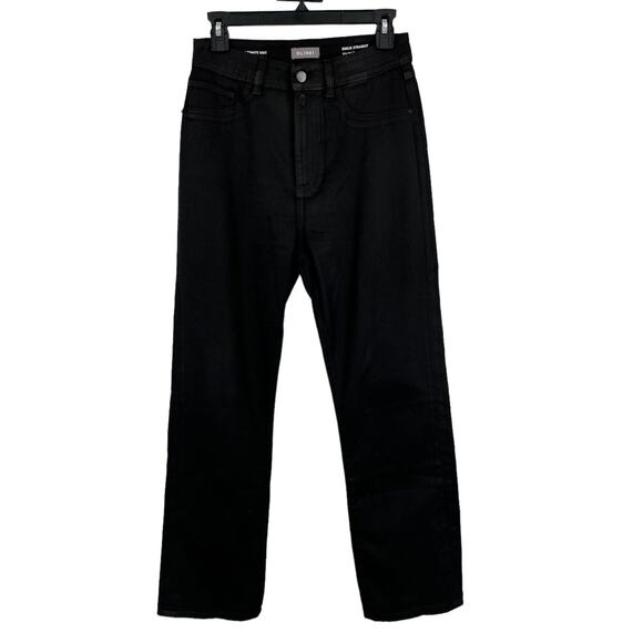 DL1961 Jeans Emilie straight high rise black size 26 DEFECT hemmed - Picture 1 of 8